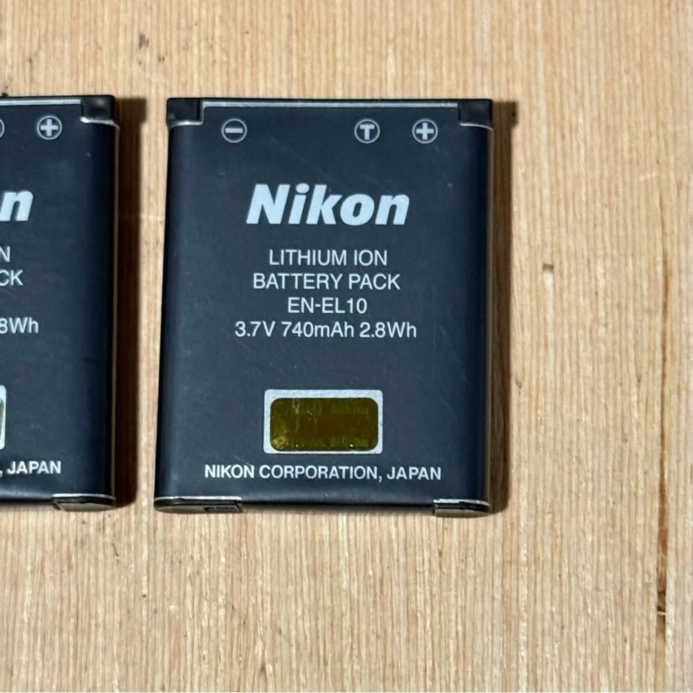2-Nikon OEM EN-EL10 740mAh 2.8Wh Li-ion Battery Used Tested Good w/Charge Read!